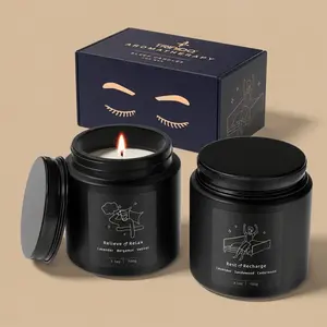 A TRINIDa matte black aromatherapy sleep candle gift set for men.