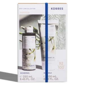 Korres Jasmine Body Care Collection gift set with shower gel and body milk.